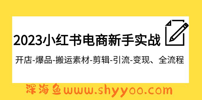 2023小红书电商新手实战课程，开店-爆品-搬运素材-剪辑-引流-变现、全流程_深海鱼课堂-深海鱼