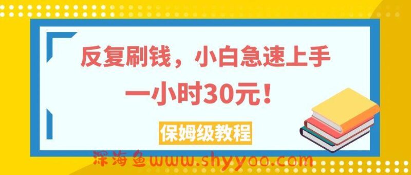 （7751期）反复刷钱，小白急速上手，一个小时30元，实操教程。_深海鱼课堂-深海鱼
