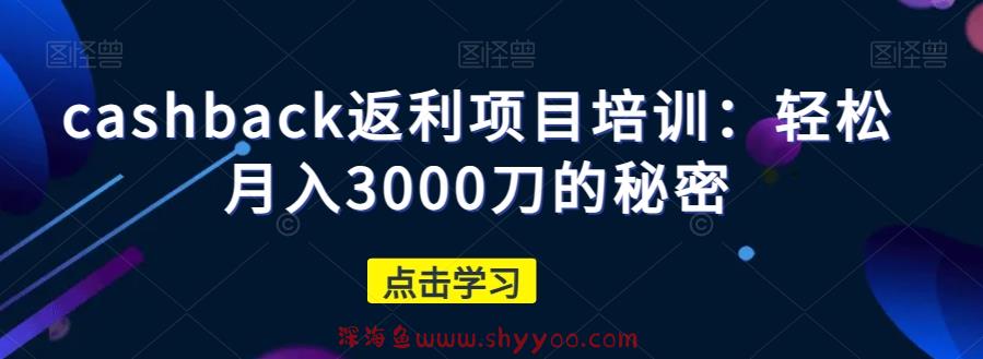 cashback返利项目培训：轻松月入3000刀的秘密_深海鱼课堂-深海鱼