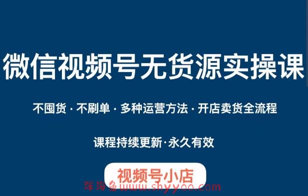 微信视频号小店无货源实操课程，​不囤货·不刷单·多种运营方法·开店卖货全流程_深海鱼课堂-深海鱼