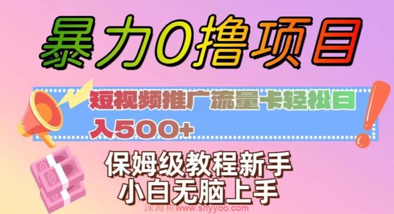 暴力0撸项目：短视频推广流量卡轻松日入500+，保姆级教程新手小白无脑上手【揭秘】_深海鱼课堂-深海鱼