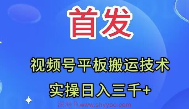 （7843期）全网首发：视频号平板搬运技术，实操日入三千＋_深海鱼课堂-深海鱼