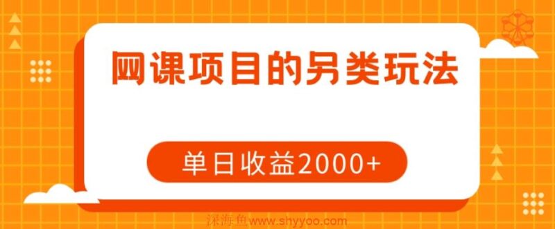 网课项目的另类玩法，单日收益2000+【揭秘】_深海鱼课堂-深海鱼