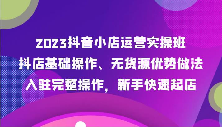 2023抖音小店运营实操班，抖店基础操作、无货源优势做法，入驻完整操作，新手快速起店_深海鱼课堂-深海鱼