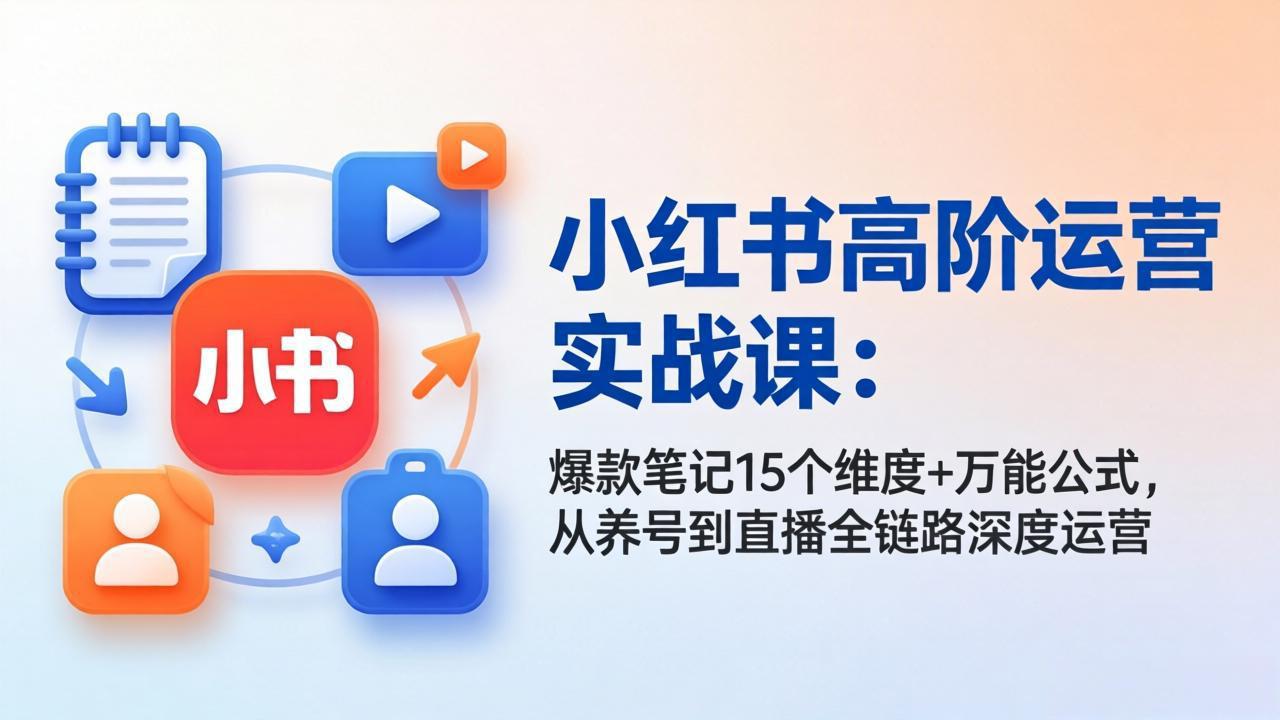 （17844期）小红书高阶运营实战课：爆款笔记15个维度+万能公式，从养号到直播全链路深度运营（17844期）小红书高阶运营实战课：爆款笔记15个维度+万能公式，从养号到直播全链路深度运营-深海鱼