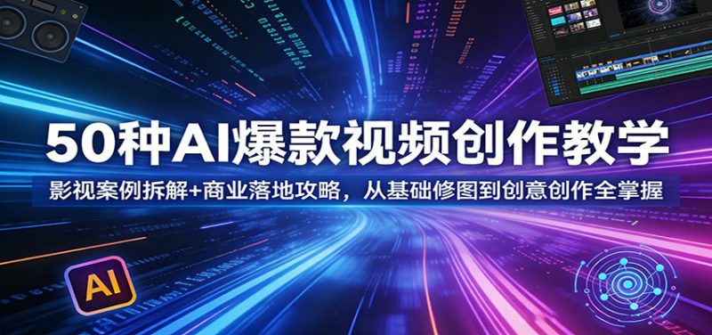 50种AI爆款视频创作教学：影视案例拆解+商业落地攻略，从基础修图到创意创作全掌握-深海鱼