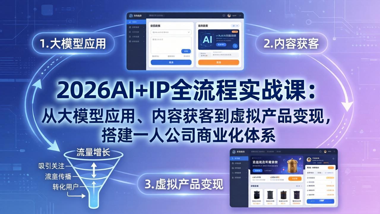（17863期）2026AI+IP全流程实战课：从大模型应用、内容获客到虚拟产品变现，搭建一人公司商业化体系（17863期）2026AI+IP全流程实战课：从大模型应用、内容获客到虚拟产品变现，搭建一人公司商业化体系-深海鱼