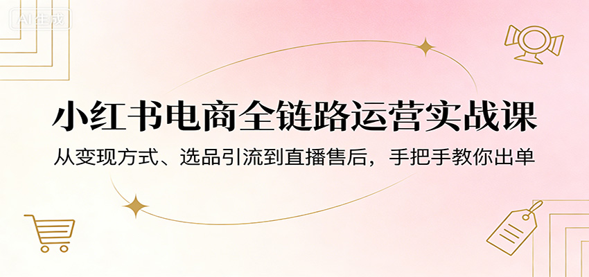 小红书电商全链路运营实战课：从变现方式、选品引流到直播售后，手把手教你出单小红书电商全链路运营实战课：从变现方式、选品引流到直播售后，手把手教你出单-深海鱼