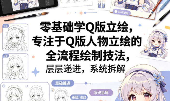 零基础学Q版立绘，专注于Q版人物立绘的全流程绘制技法，层层递进，系统拆解零基础学Q版立绘，专注于Q版人物立绘的全流程绘制技法，层层递进，系统拆解-深海鱼