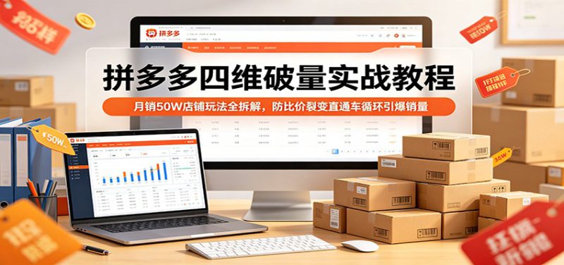 拼多多四维破量实战教程：月销50W店铺玩法全拆解，防比价裂变直通车循环引爆销量-深海鱼