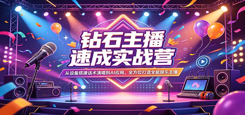 钻石主播速成实战营：从设备搭建话术演唱到AI应用，全方位打造全能娱乐主播钻石主播速成实战营：从设备搭建话术演唱到AI应用，全方位打造全能娱乐主播-深海鱼