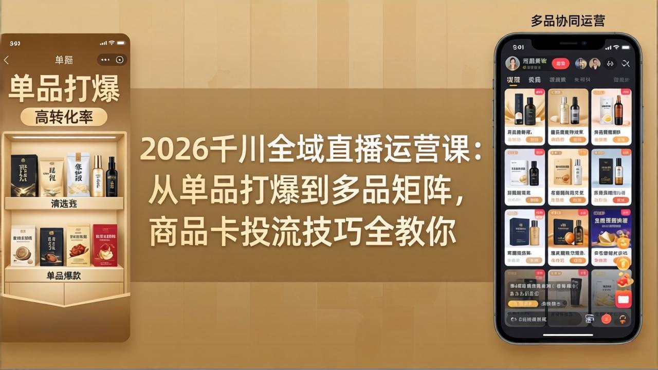 （18028期）2026千川全域直播运营课：从单品打爆到多品矩阵，商品卡投流技巧全教你（18028期）2026千川全域直播运营课：从单品打爆到多品矩阵，商品卡投流技巧全教你-深海鱼