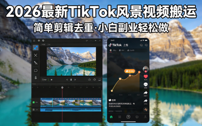 （18001期）2026最新TikTok风景视频搬运简单剪辑去重小白副业月入 8000-深海鱼