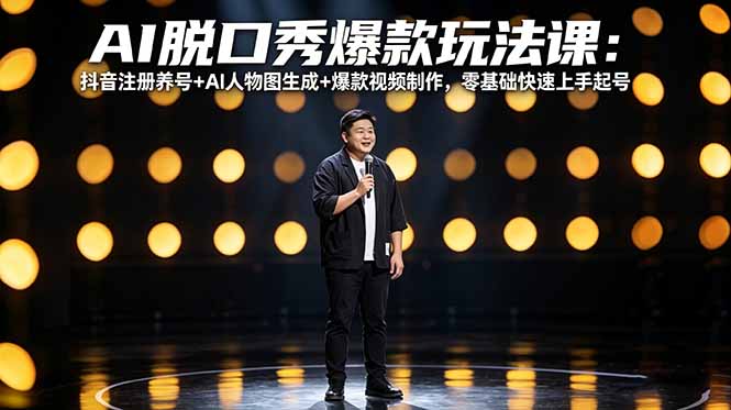 （18012期）AI脱口秀爆款玩法课：抖音注册养号+AI人物图生成+爆款视频制作，零基础快速上手起号-深海鱼