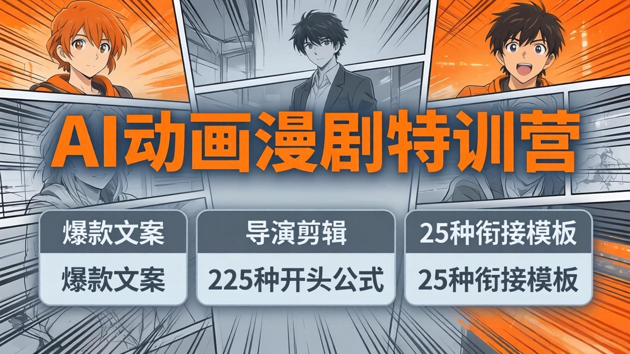 （17917期）AI动画漫剧特训营：爆款文案+导演剪辑：225种开头公式+25种衔接模板，两小时剪电影级大片（17917期）AI动画漫剧特训营：爆款文案+导演剪辑：225种开头公式+25种衔接模板，两小时剪电影级大片-深海鱼