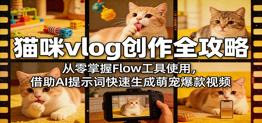 猫咪vlog创作全攻略：从零掌握Flow工具使用，借助AI提示词快速生成萌宠爆款视频猫咪vlog创作全攻略：从零掌握Flow工具使用，借助AI提示词快速生成萌宠爆款视频-深海鱼