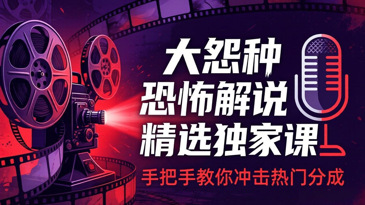 （17920期）大怨种恐怖解说精选独家课：电影下载+文案配音+片头封面，手把手教你冲击热门分成（17920期）大怨种恐怖解说精选独家课：电影下载+文案配音+片头封面，手把手教你冲击热门分成-深海鱼