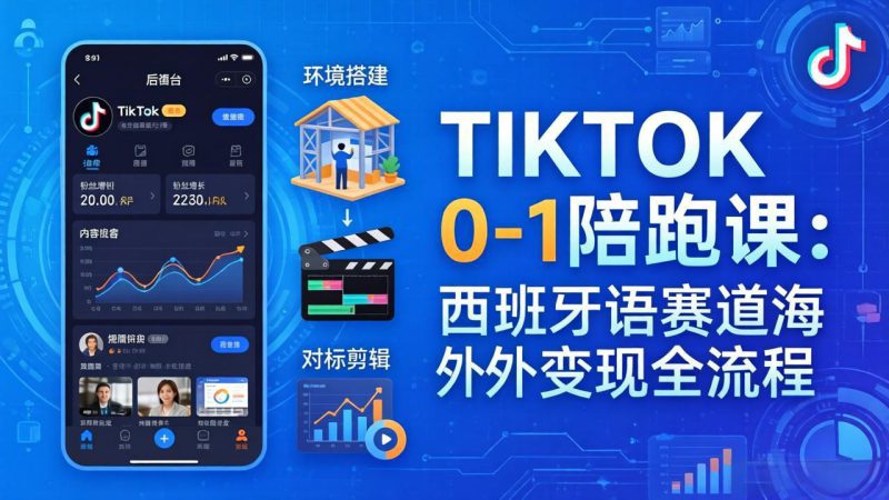 （17908期）TIKTOK 0-1 陪跑课：从环境搭建到刷对标剪辑，西班牙语赛道海外变现全流程-深海鱼