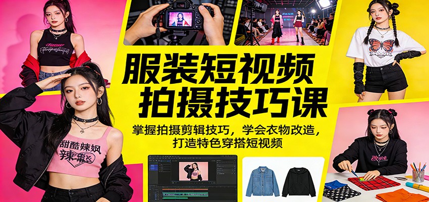 服装短视频拍摄技巧课：掌握拍摄剪辑技巧，学会衣物改造，打造特色穿搭短视频服装短视频拍摄技巧课：掌握拍摄剪辑技巧，学会衣物改造，打造特色穿搭短视频-深海鱼
