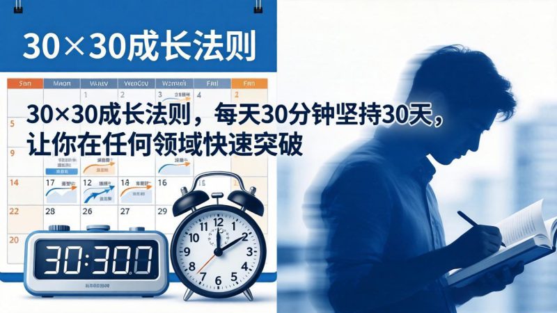 （18057期）付费文章：30×30成长法则，每天30分钟坚持30天，让你在任何领域快速突破-深海鱼