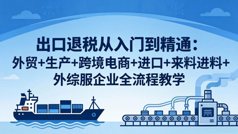 （18065期）出口退税从入门到精通：外贸+生产+跨境电商+进口+来料进料+外综服企业全流程教学-深海鱼