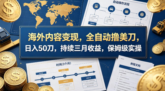 海外内容变现，全自动撸美刀，日入50刀，持续三月收益，保姆级实操-深海鱼