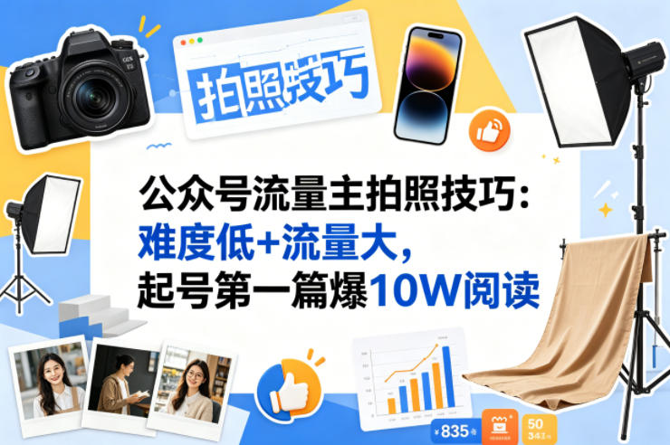 公众号流量主之拍照技巧赛道，难度低+流量大，起号第一篇就爆了10w阅读-深海鱼